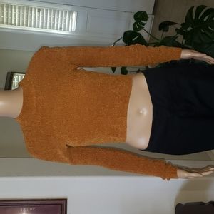 Forever 21 s burnt orange cropped ribbed mock neck sweater stretchy